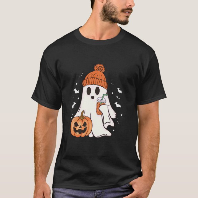 Boojee Ghost Drink Kaffee Lover Halloween Trick T-Shirt (Vorderseite)