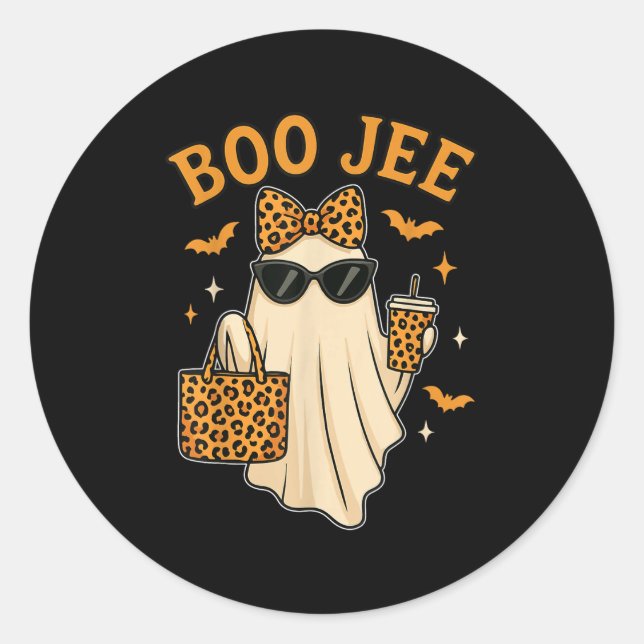 Boojee Ghost Halloween Shirt Girls Boo Jee G Runder Aufkleber (Vorderseite)