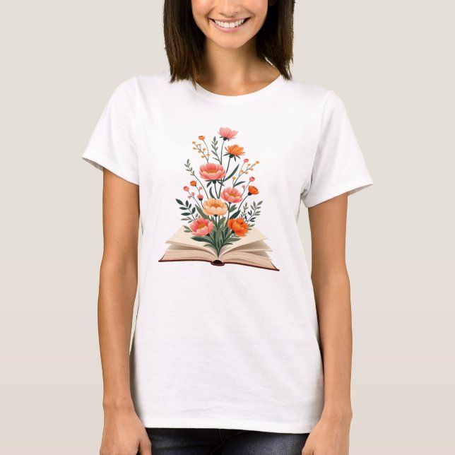 book and flowers T-Shirt (Vorderseite)