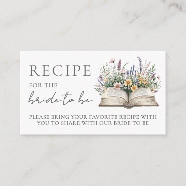 Book Bridal Shower Recipe Begleitkarte (Vorderseite)