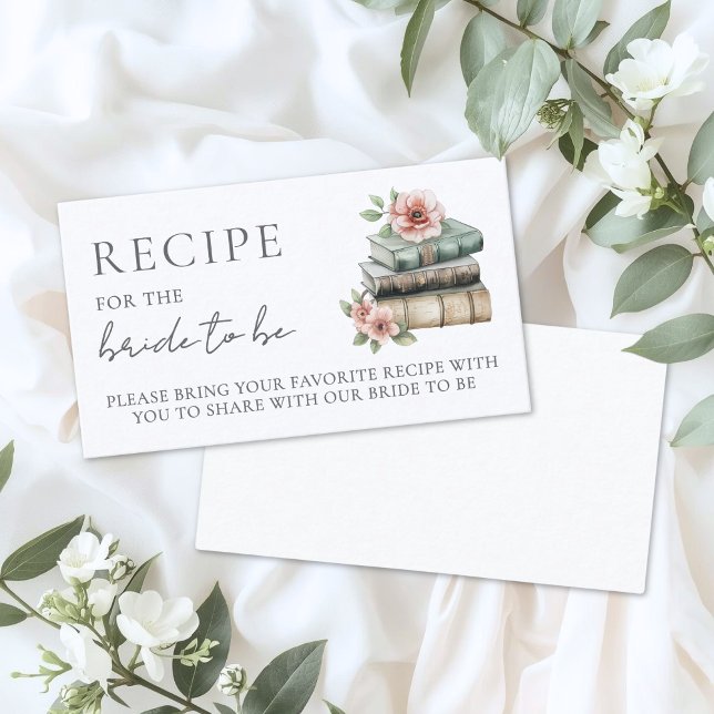 Book Bridal Shower Recipe Request Begleitkarte (Book Bridal Shower Recipe Request Enclosure Card)