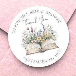 Book Bridal Shower Thank You Runder Aufkleber