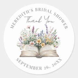 Book Bridal Shower Thank You Runder Aufkleber