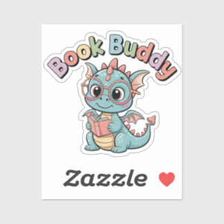 Book Buddy Süßer Lesedrache-Aufkleber Aufkleber