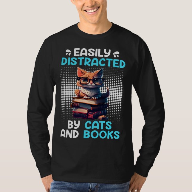 Book  Cat fan Bookworm Book Reader Bookfriend  2 T-Shirt (Vorderseite)