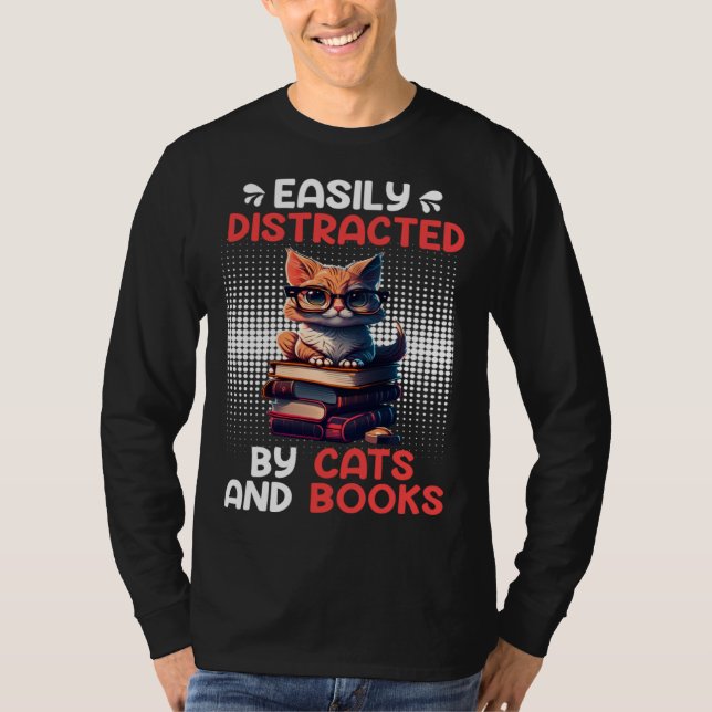 Book  Cat fan Bookworm Book Reader Bookfriend  4 T-Shirt (Vorderseite)