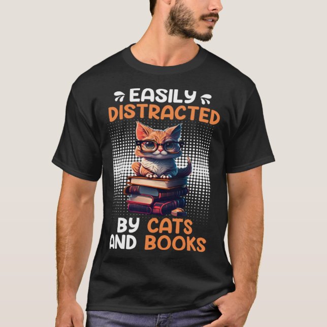 Book  Cat fan Bookworm Book Reader Bookfriend T-Shirt (Vorderseite)