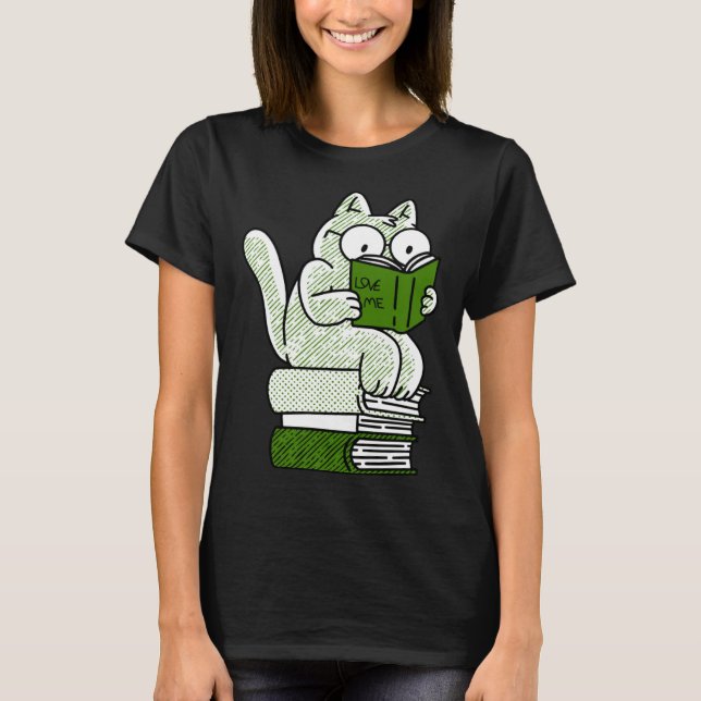 book  cat reading  cute T-Shirt (Vorderseite)