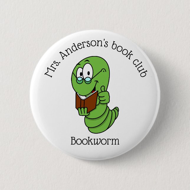 Book Club Bookworm Personalisiert Button (Vorderseite)