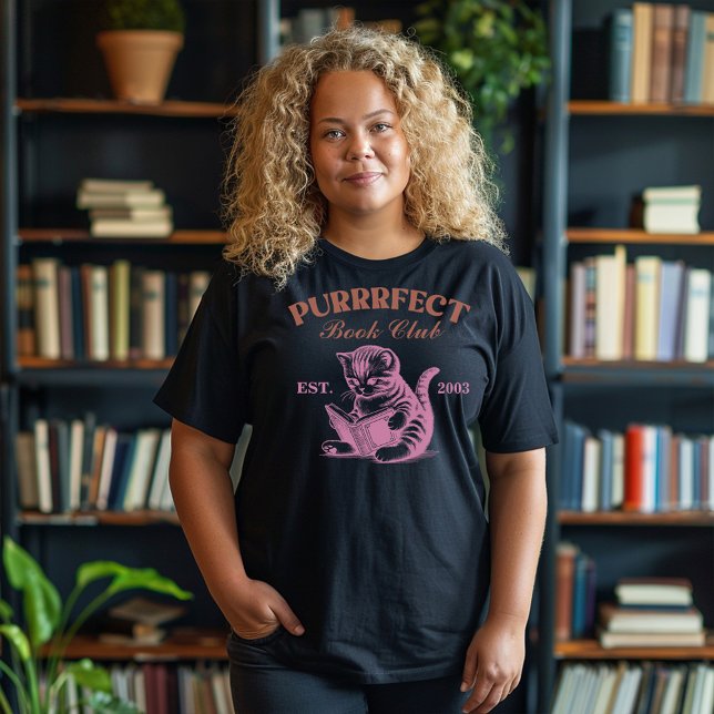 Book Club Cat Purrfect Große Größe T-Shirt (Von Creator hochgeladen)