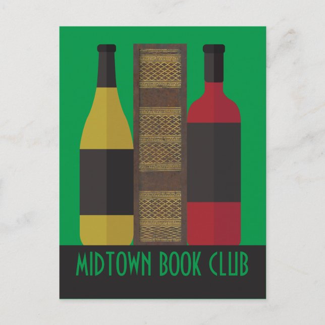 Book Club Custom mit Book and Wine Postkarte (Vorderseite)