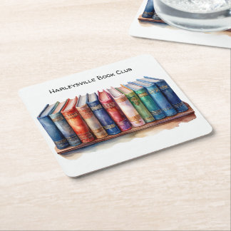 Book Club Customizable Square Beverage Coffee Rechteckiger Pappuntersetzer