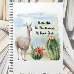 Book Club Funny Llama Journal Notizblock<br><div class="desc">Behalt Track oder Notizen für dein nächstes Book Club Treffen mit diesem lustigen Design. Niedliche Aquarellama- und Kakteen-Blume. Humorisches und lustiges Buch Zitat "There Are No Probllamas At Book Club". Ideal für Lesegruppen.</div>