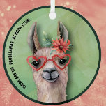 Book Club Funny Llama Keramik Ornament<br><div class="desc">In dieser Weihnachtsferien-Saison Leckerei dein Buchklub-Freunde zu diesem humorvollen Lama-Design. Niedliches Lamm mit einer herzförmigen Brille und einer hübschen Kakteen-Blume. Funny Sprichwort "Es gibt keine "Probllamas" im Book Club.</div>