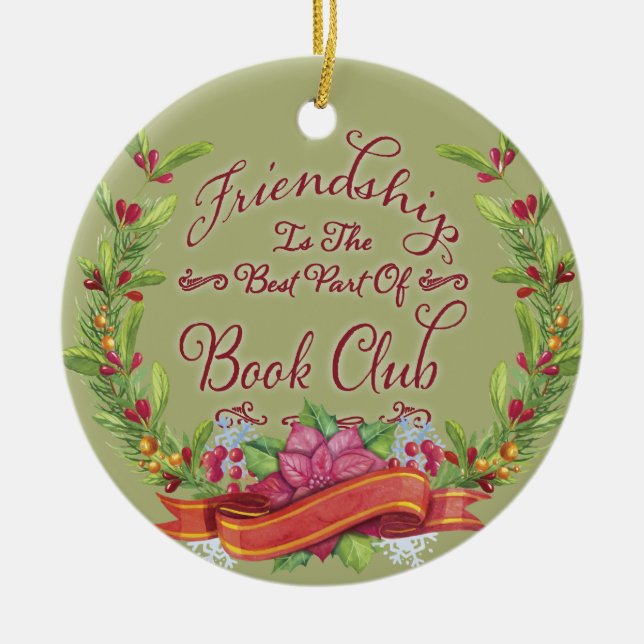 Book Club Holiday Friendly Wreath Keramik Ornament (Vorne)