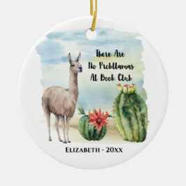 Book Club Member Funny Llama Monogram Keramik Ornament