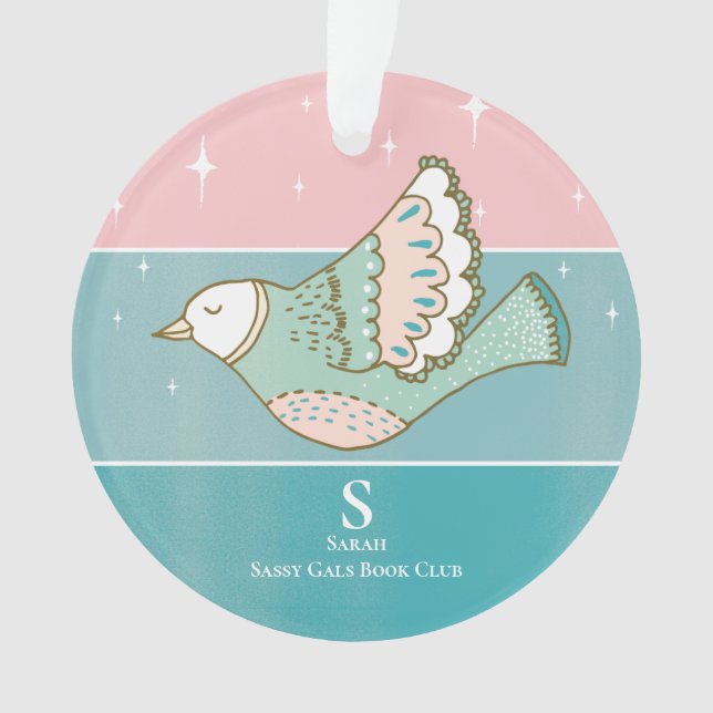 Book Club Member Monogram Pink Peace Dove Ornament (Vorderseite)