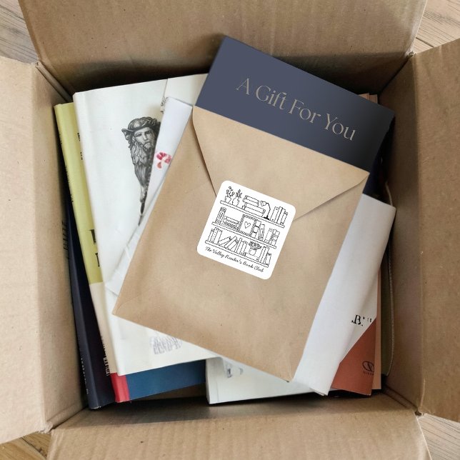 Book Club Name Personalized  Quadratischer Aufkleber (Von Creator hochgeladen)