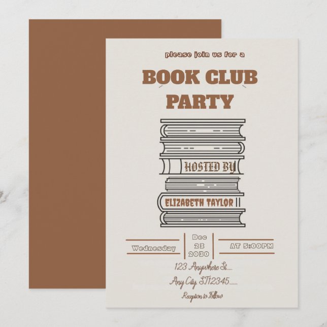 Book Club Party Invitation – Cozy Reading Night Einladung (Vorne/Hinten)