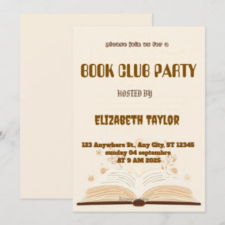 Book Club Party Invitation – Cozy Reading Night Einladung