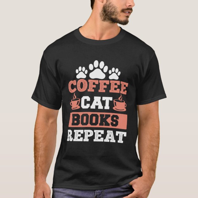 Book  Coffee Addict Reading Ladies Cat T-Shirt (Vorderseite)