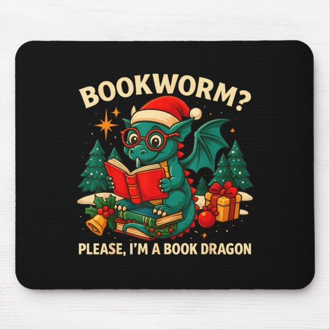 Book Dragon Christmas Reading Gift For Fantasy Lov Mousepad (Vorne)