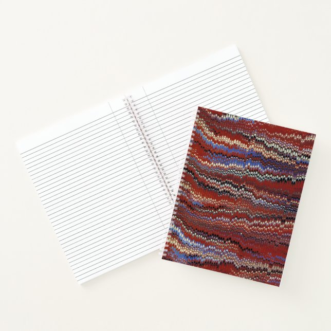 Book Endpaper Marbling (überwiegend in Rot) Notizbuch (Innenseite)