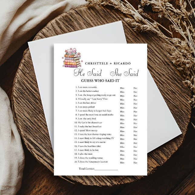 Book Er sagte, sie habe Brautparty-Spielkarte gesa Ankündigung (Von Creator hochgeladen)