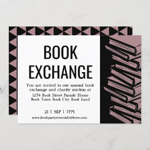 Book Exchange Black Dusty Rose Einladung