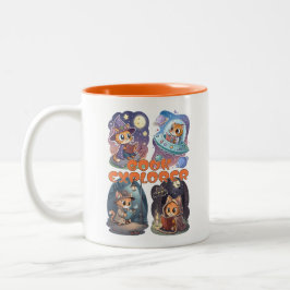 Book Explorer – Cute Cat Reading Adventure Zweifarbige Tasse