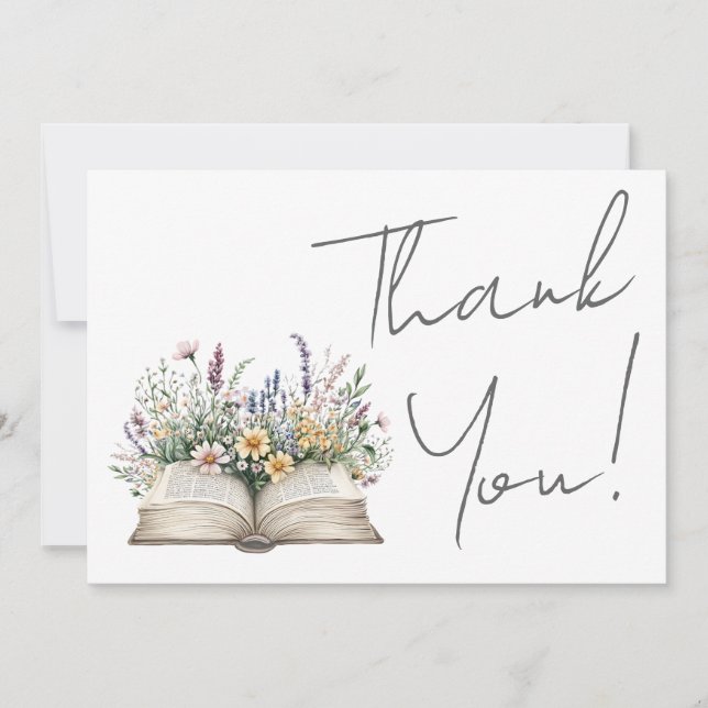 Book Floral Thank You Dankeskarte (Vorderseite)