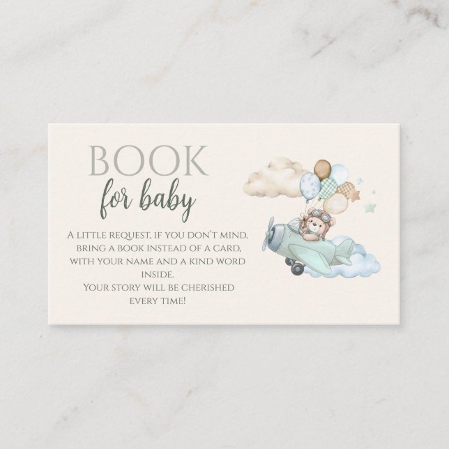 Book For Baby Card Bearly Wait Airplane Boy  Begleitkarte (Vorderseite)