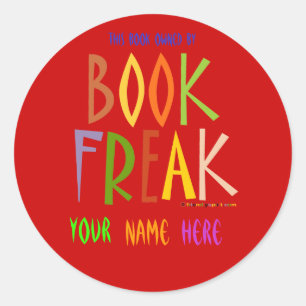 Book Freak Buchzeichen - Red Background Runder Aufkleber