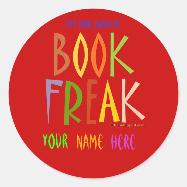 Book Freak Buchzeichen - Red Background Runder Aufkleber (Vorderseite)