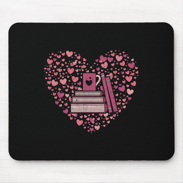Book Heart Book Reader Geschenk Bookworm Nerd Lieb Mousepad (Vorne)