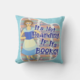 Book Hoarding Gal Retro Kitschy Cartoon Fun Kissen