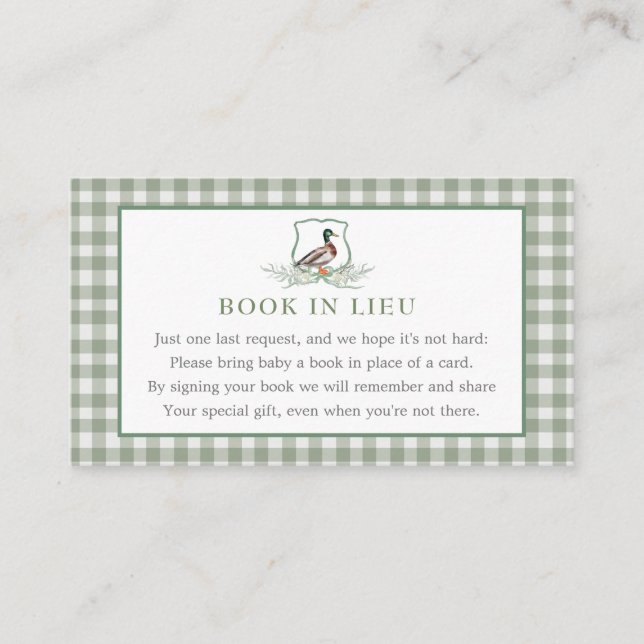Book in Lieu Cards, Duck Book Card Visitenkarte (Vorderseite)