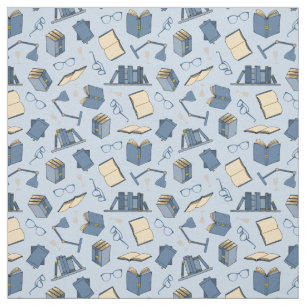Book Lover Bookworm Blue Books and Reading Glasses Stoff