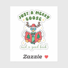 Book Lover Christmas Merry Goose Aufkleber