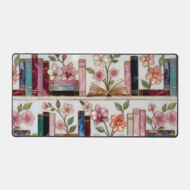Book Lover Desk Mat | Floral Bookshelf Mouse Pad Schreibtischunterlage