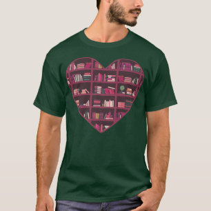 Book Lover Heart Bookworm Art Book Reading Design T-Shirt