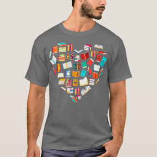 Book Lover Heart Shape Lesen Club Bibliothekar T-Shirt