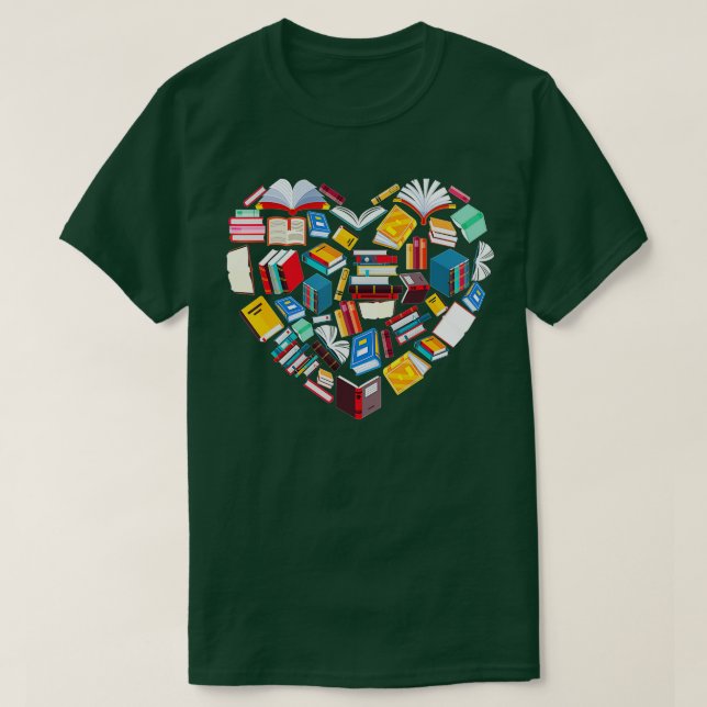 Book Lover Heart Shape reading club Librarian Libr T-Shirt (Design vorne)