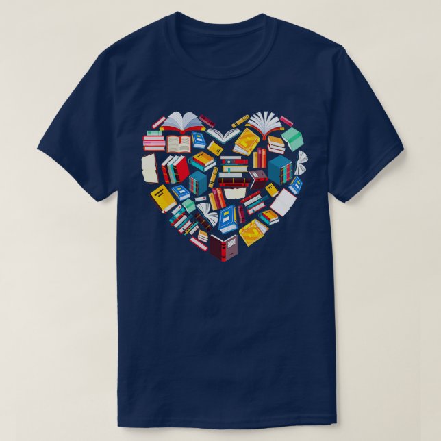 Book Lover Heart Shape reading club Librarian Libr T-Shirt (Design vorne)