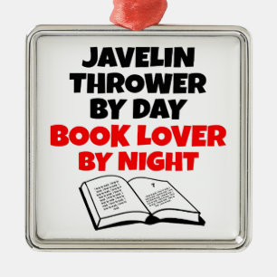 Book Lover Javelin Thrower Silbernes Ornament