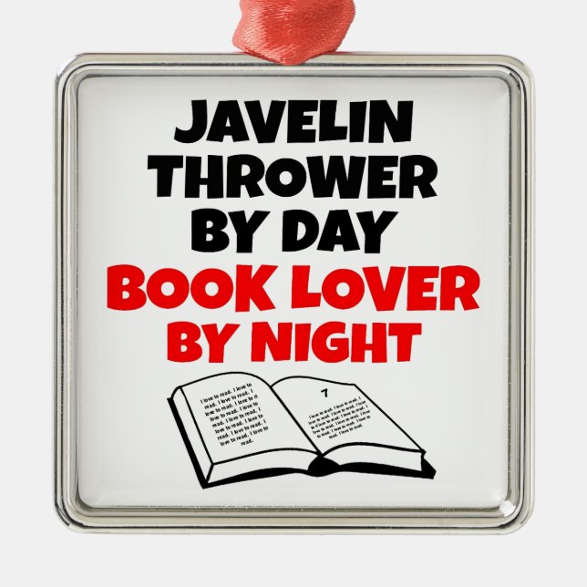 Book Lover Javelin Thrower Silbernes Ornament (Vorne)