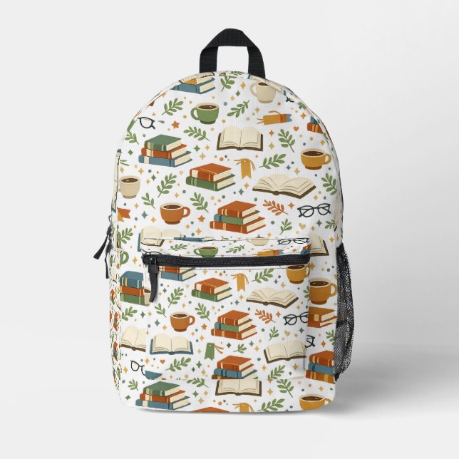 Book Lover Pattern Back To School Backpack Bedruckter Rucksack (Vorderseite)