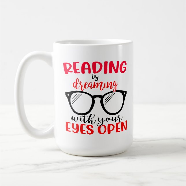 Book Lover Reading Glasses Nerd Bookworm Kaffeetasse (Links)