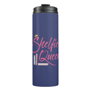 Book Lover Shelfie Queen Blue and Pink Thermosbecher