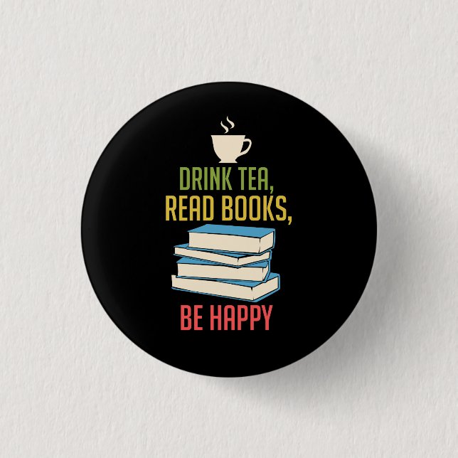 Book Lover - Tea Books Happy Button (Vorderseite)